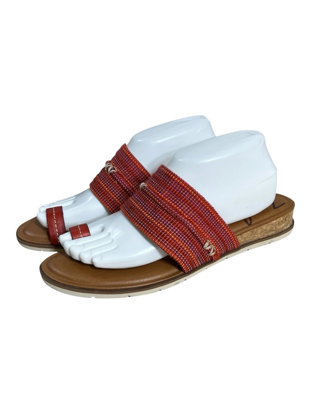 Zodiac Toe Loop Slip on Sandals Adelanto Chili Women Size 9.5 M Orange Leather